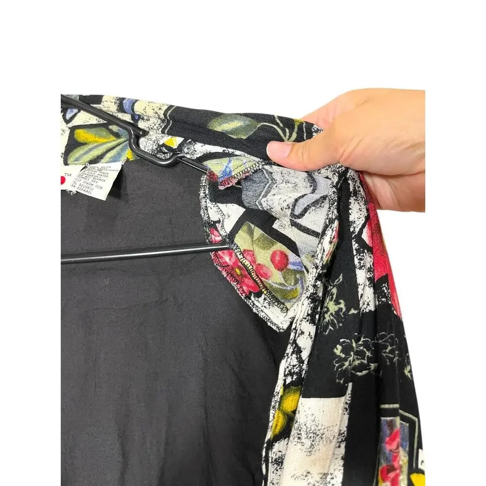 Rosey Tomato MultiColor Abstract Floral Print Button Front Long Sleeve Blazer 16